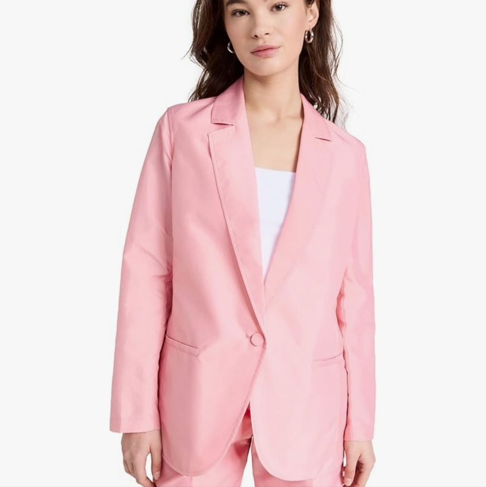 Amanda Uprichard | Grady Pink Blazer Revolve Nylon Small Oversized - Picture 2 of 16
